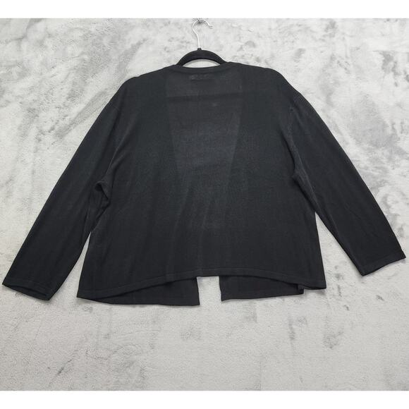 Satuun Sweater Womens XL Black Pure Viscose Lightweight Open Front Crop Cardigan - Picture 2 of 8